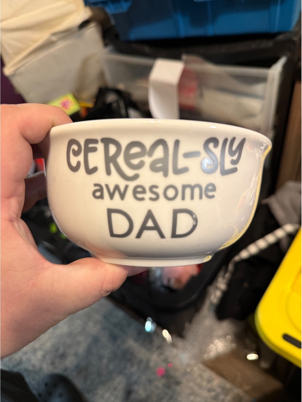 Ceramic Bowl with 'Cereal-sly Awesome Dad' Print